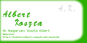 albert koszta business card